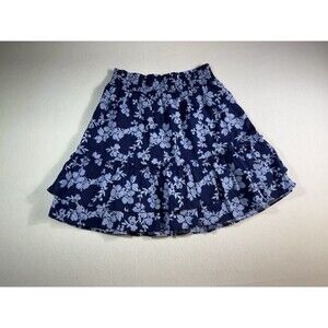 J.Crew Blue Floral Tiered Skirt XS NWT Smocked Waist Cotton Boho Midi